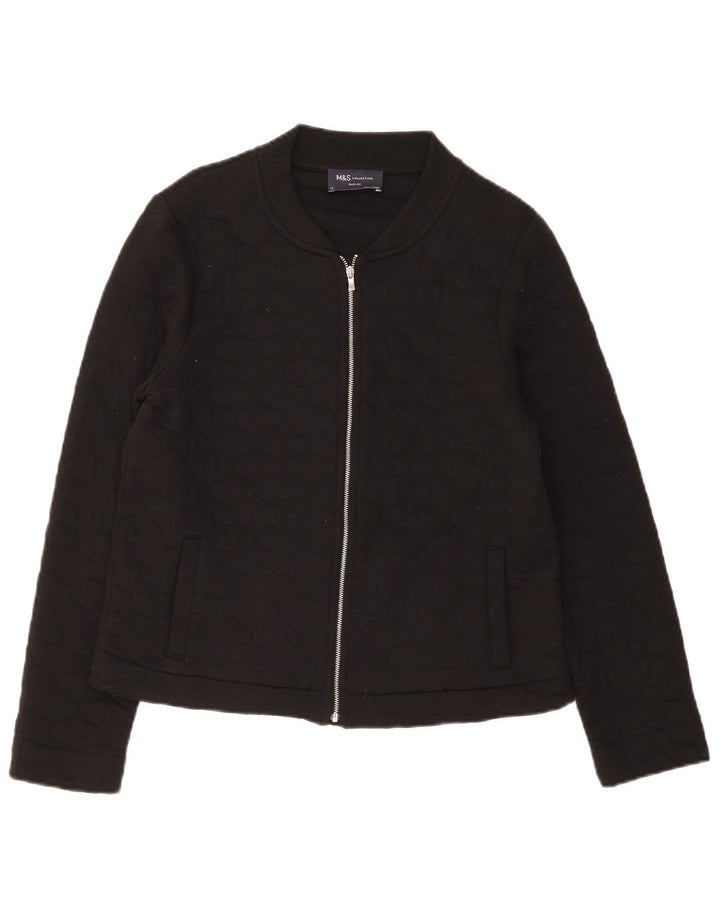 Jaqueta acolchoada feminina Marks & Spencer Slim Fit Reino Unido 12 algodão preto médio
