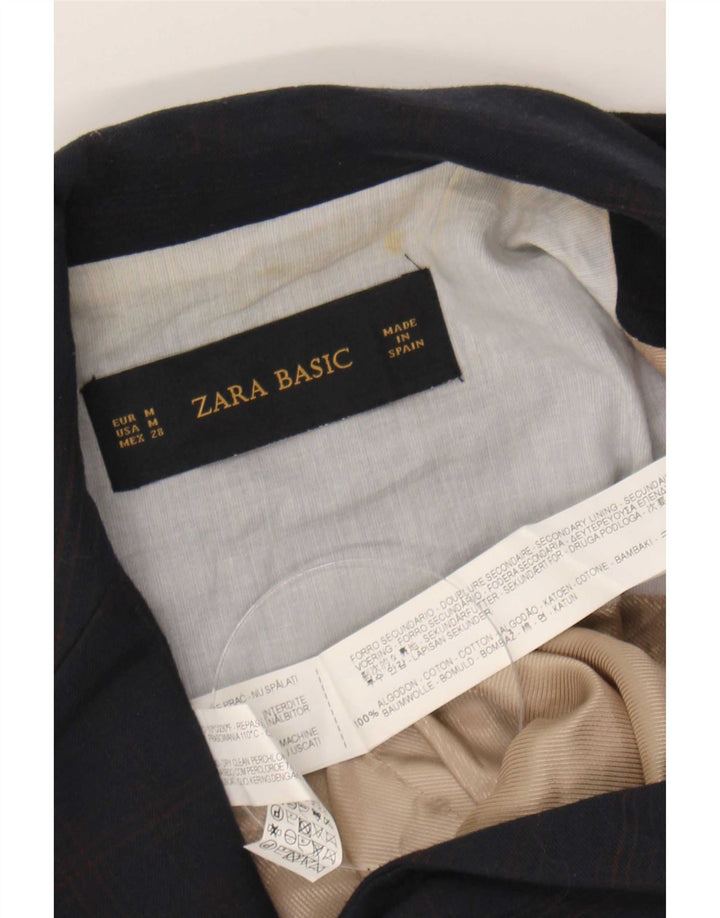 Jaqueta blazer feminina Zara com 1 botão Reino Unido 12 algodão azul marinho médio