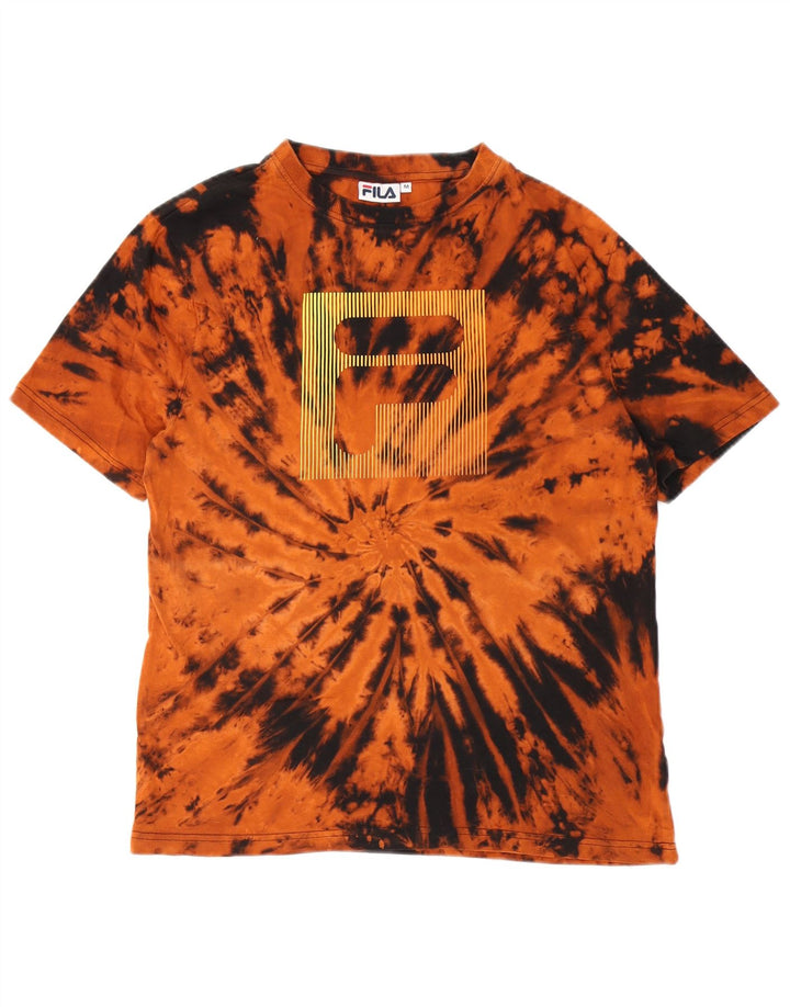 Camiseta masculina Fila Graphic Top médio laranja tie-dye algodão