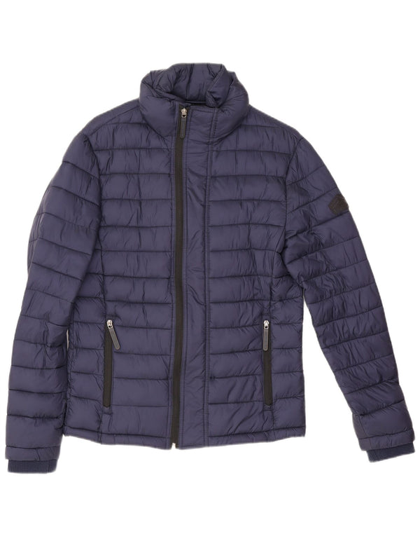 Jaqueta acolchoada masculina Superdry UK 36 pequena azul marinho nylon