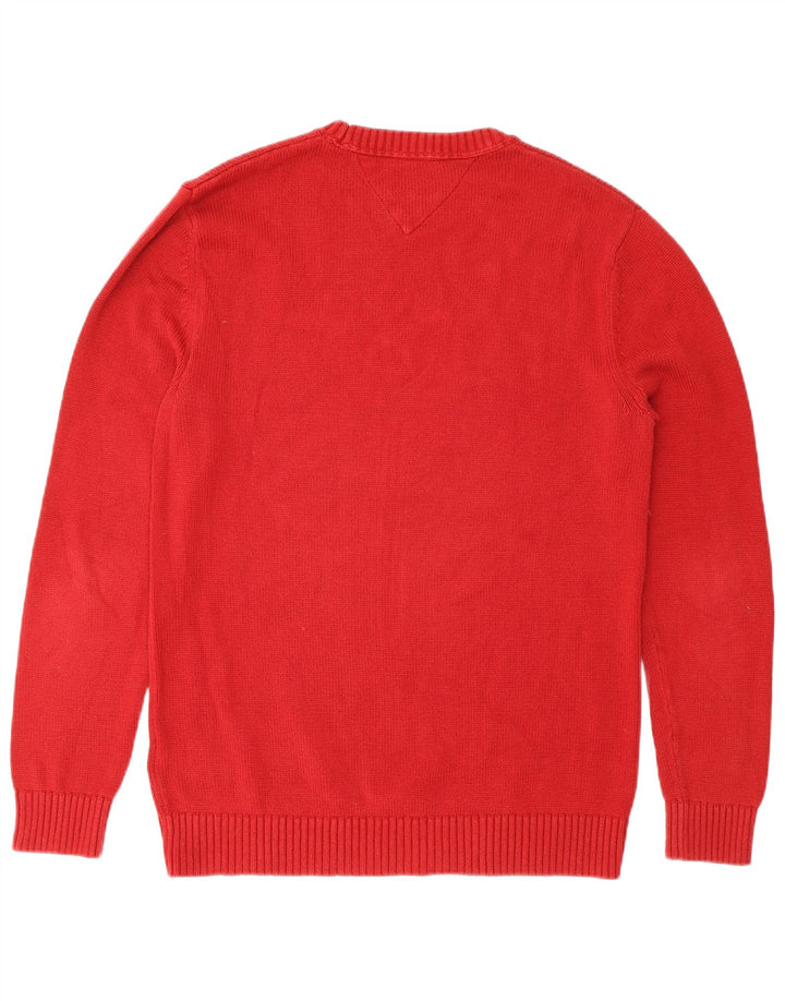 Suéter masculino Tommy Hilfiger com gola redonda, pequeno algodão vermelho