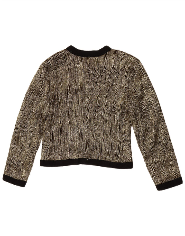 Jaqueta blazer vintage feminina UK 14 acetato colorblock dourado médio
