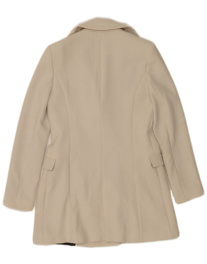 Sobretudo feminino Zara UK 6 XS poliéster branco