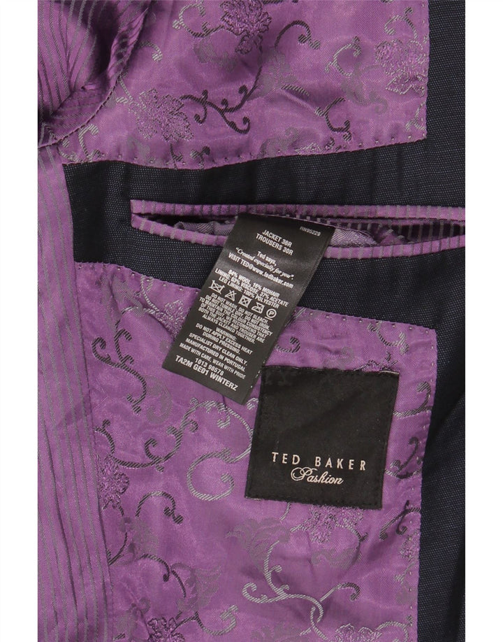 Jaqueta blazer masculina Ted Baker com 1 botão EUA 36 pequena lã azul marinho