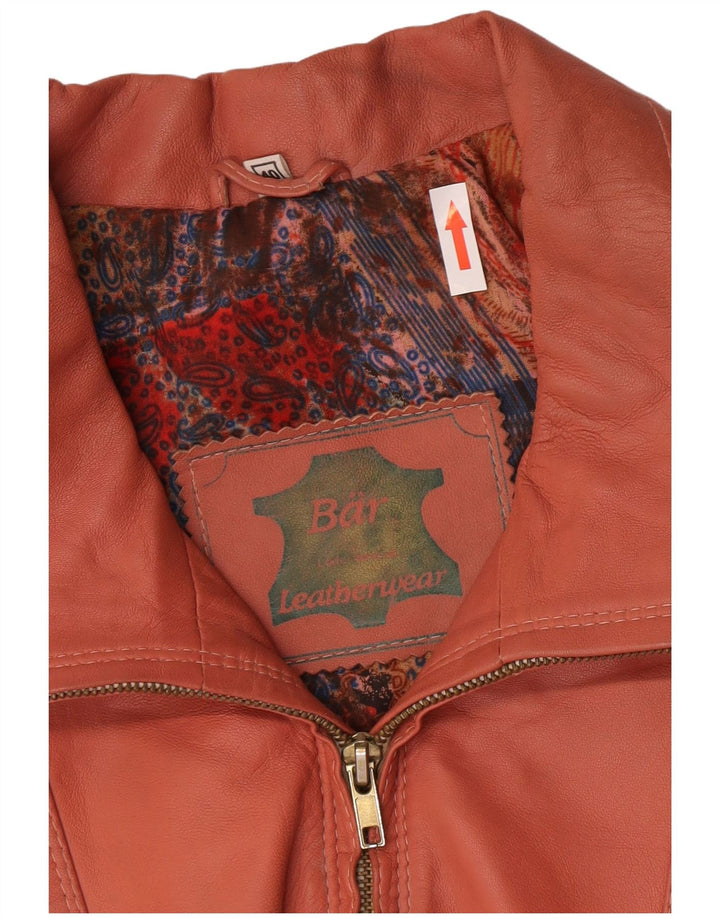 Jaqueta de couro superdimensionada feminina vintage EU 40 couro rosa médio