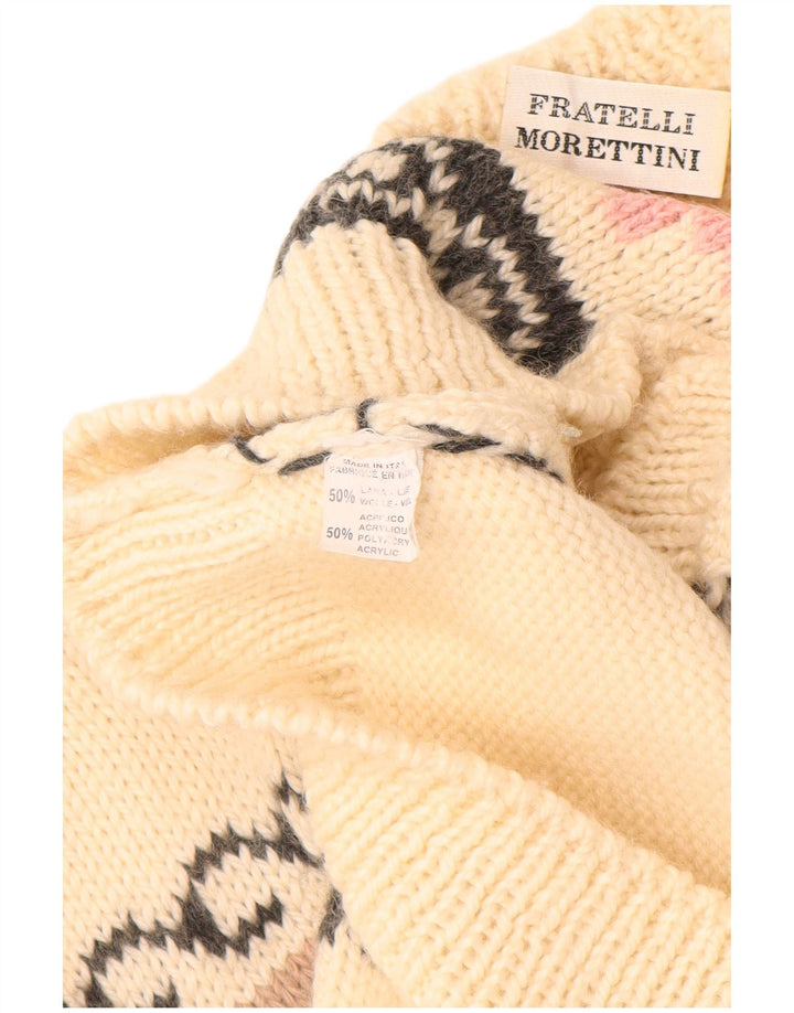 Suéter cardigã feminino vintage VINTAGE Reino Unido 16 grande lã branca