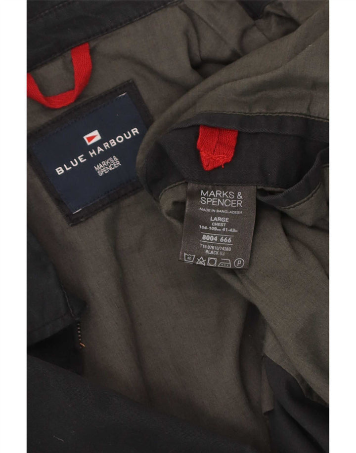 Jaqueta bomber masculina Marks & Spencer Blue Harbor Reino Unido 40 grande algodão preto