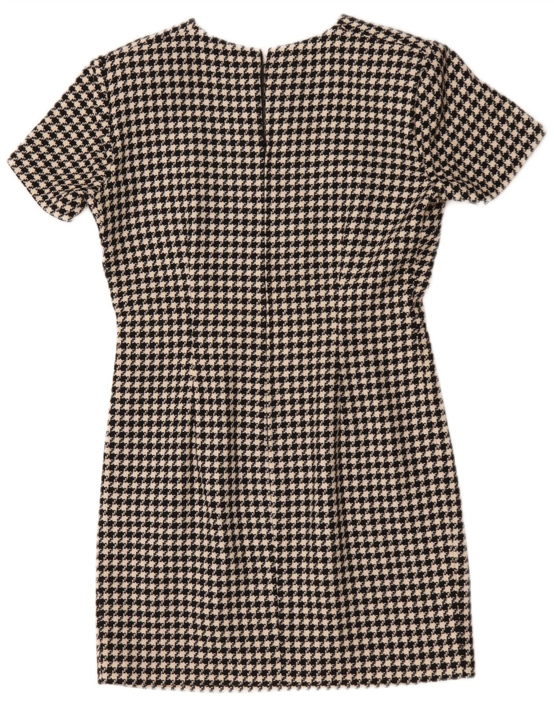 Vestido bainha feminino vintage UK 12 médio preto houndstooth