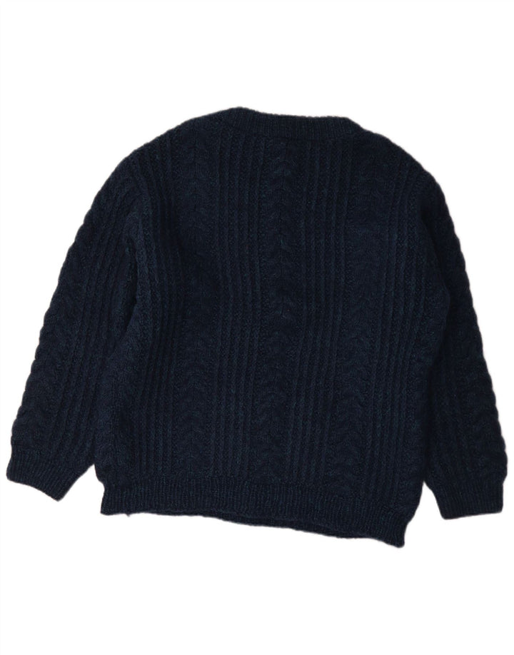 Suéter masculino vintage com gola canoa médio azul marinho