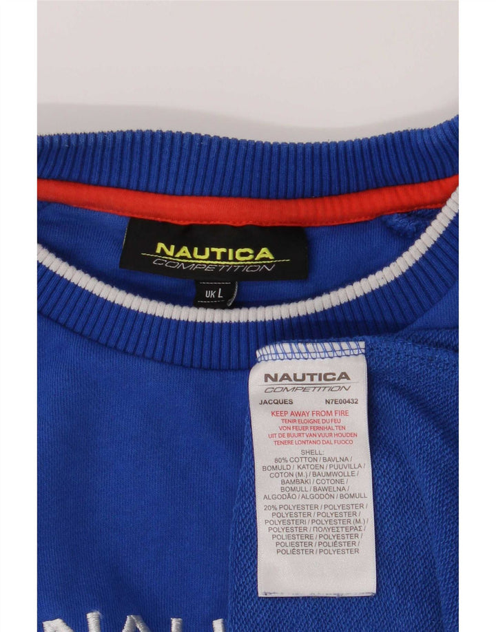 Nautica moletom gráfico masculino jumper grande azul colorblock algodão