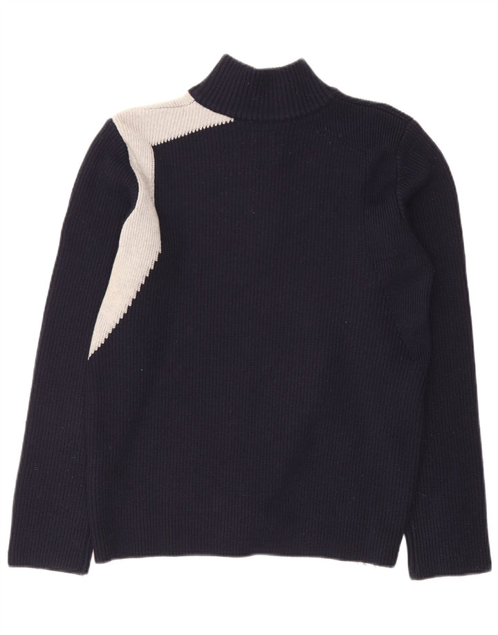 Murphy & Nye Suéter masculino com gola e zíper, pequeno, azul marinho, lã colorblock