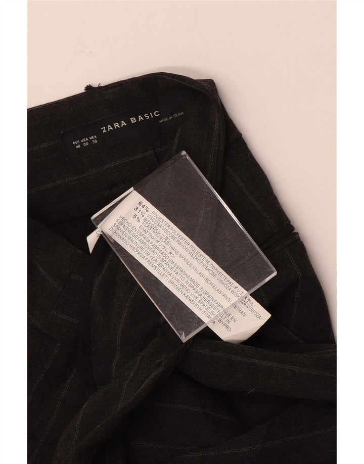 Zara Calça feminina Bootcut Chino EU 40 Médio W30 L32 Risca de giz cinza
