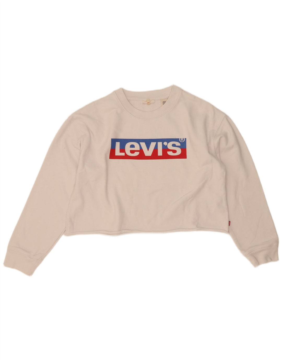 Levi's Womens Oversized Crop Graphic Moletom Jumper Reino Unido 10 Pequeno Branco