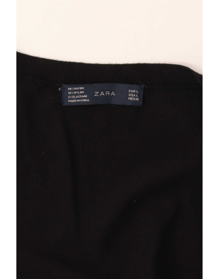 Suéter cardigã feminino Zara Reino Unido 16 grande rayon preto