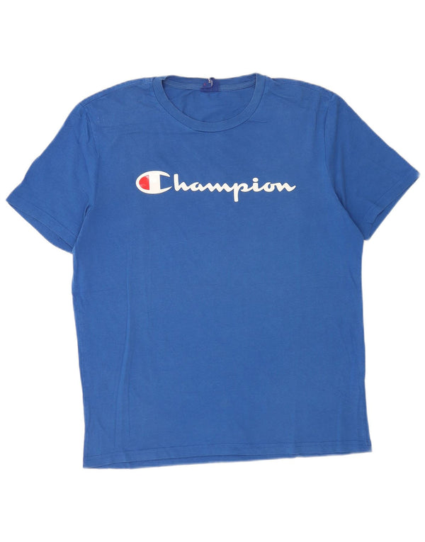 Camiseta masculina estampada Champion grande azul