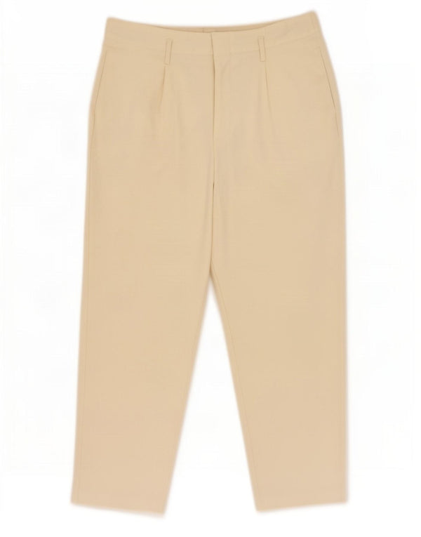 Zara Calça feminina casual de cintura alta cônica média W28 L25 bege
