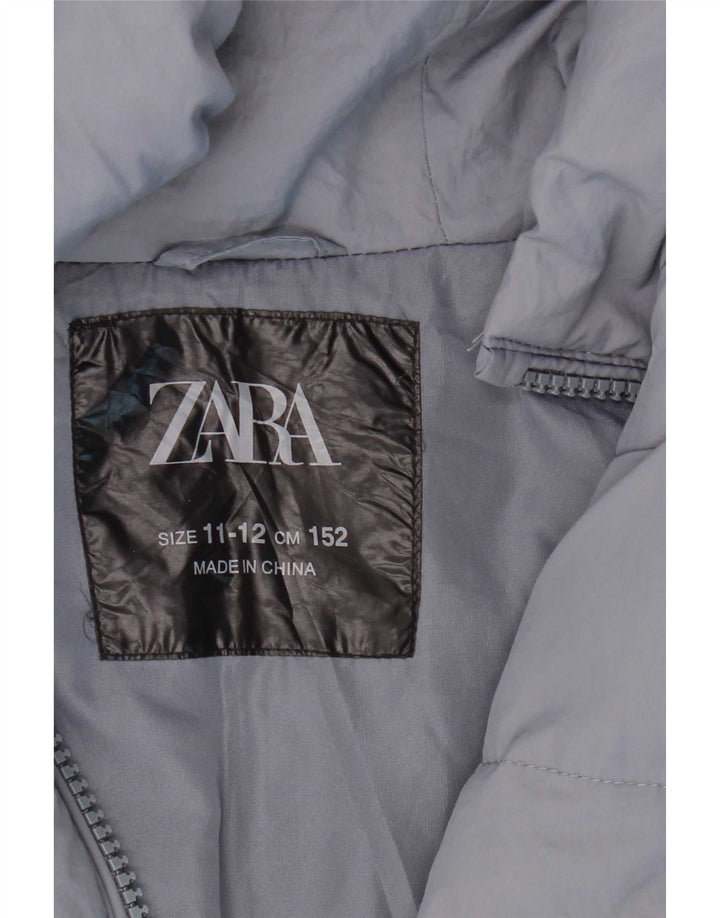 Zara Jaqueta acolchoada com capuz para meninas 11-12 anos azul poliamida