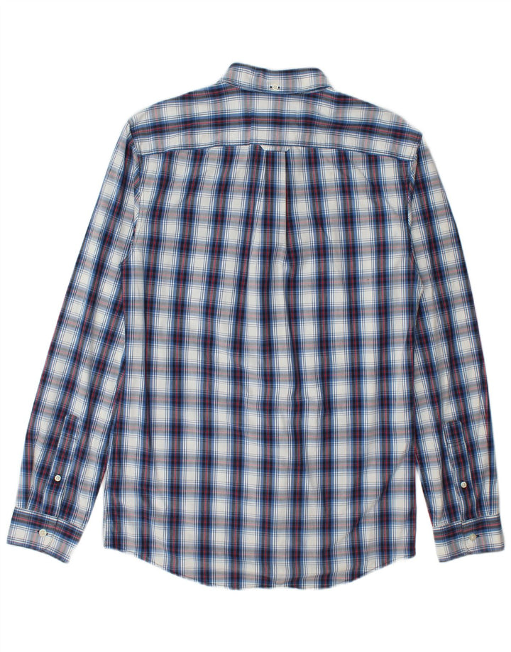 JACK WILLS Camisa masculina pequena de algodão xadrez azul