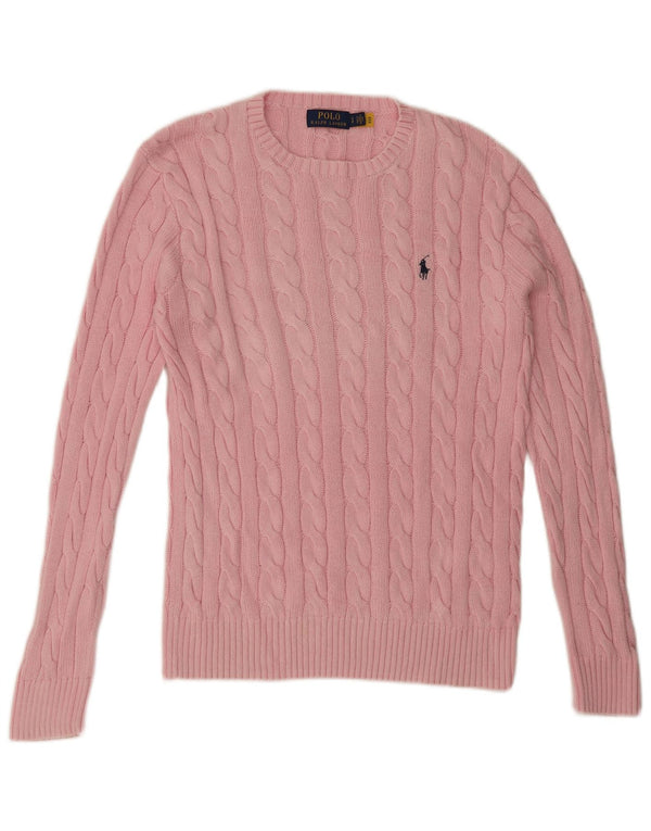 Suéter masculino Polo Ralph Lauren com gola redonda e algodão rosa pequeno