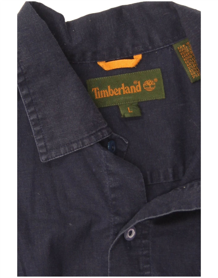Camisa masculina Timberland grande linho azul marinho