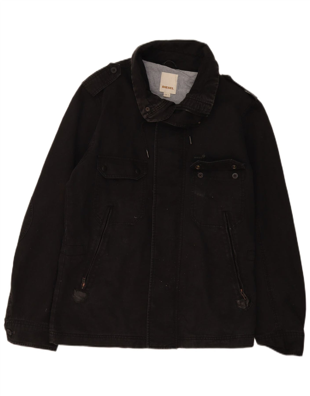 Jaqueta militar masculina Diesel UK 40 grande algodão preto