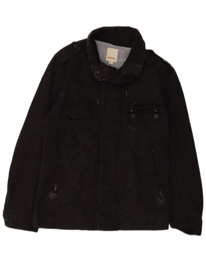 Jaqueta militar masculina Diesel UK 40 grande algodão preto