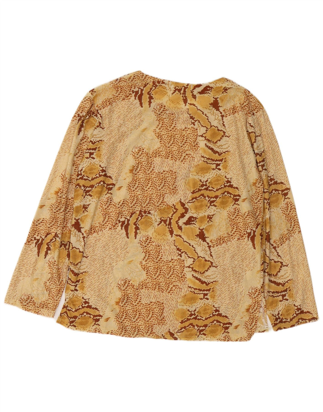 Blusa feminina VINTAGE de manga comprida UK 18 XL bege estampa animal algodão