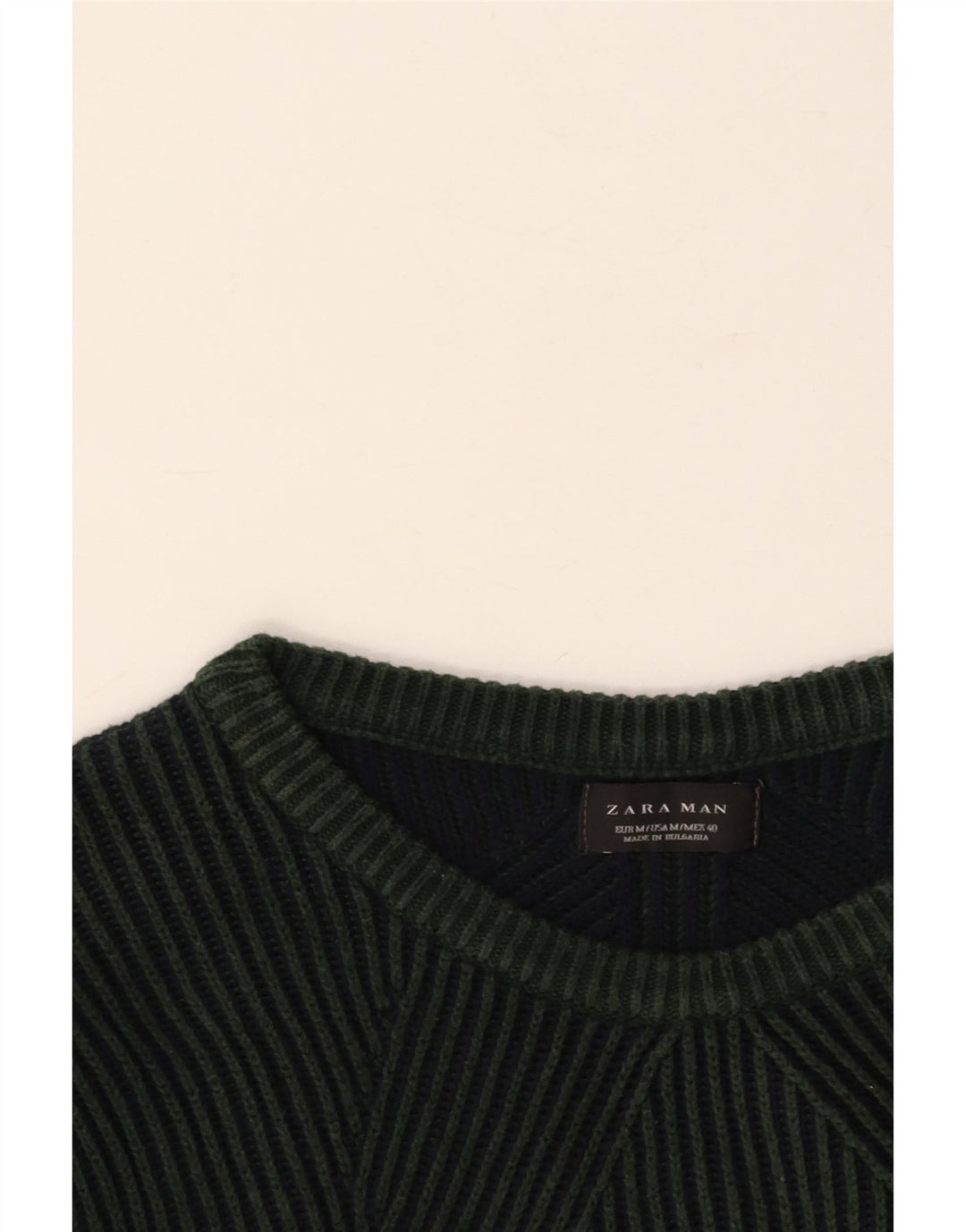 Suéter masculino ZARA com gola canoa de algodão verde médio