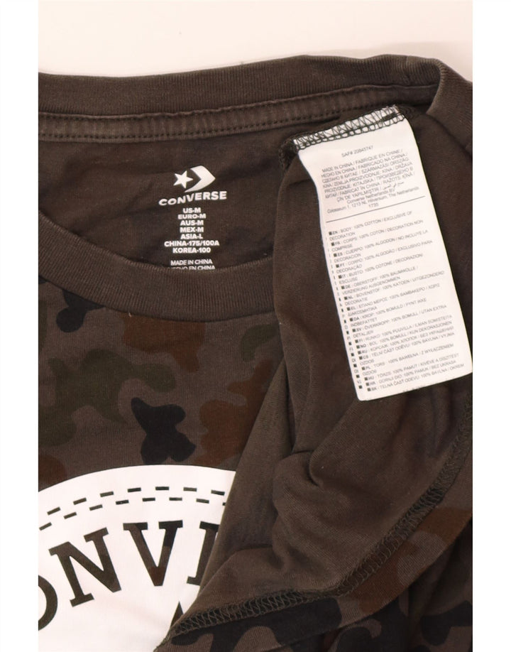 Camiseta masculina CONVERSE gráfica camuflada cinza médio