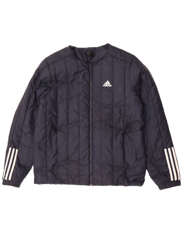 Jaqueta acolchoada masculina Adidas UK 40 grande poliéster azul marinho