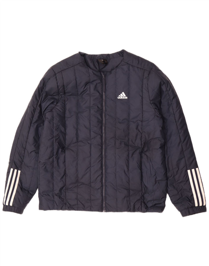 Jaqueta acolchoada masculina Adidas UK 40 grande poliéster azul marinho