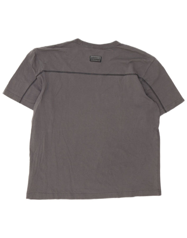 Adidas Mens Camiseta Top Grande Algodão Cinza