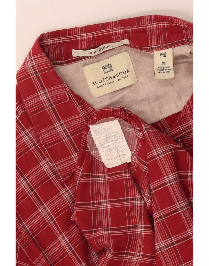 Camisa masculina Scotch & Soda de algodão xadrez vermelho médio