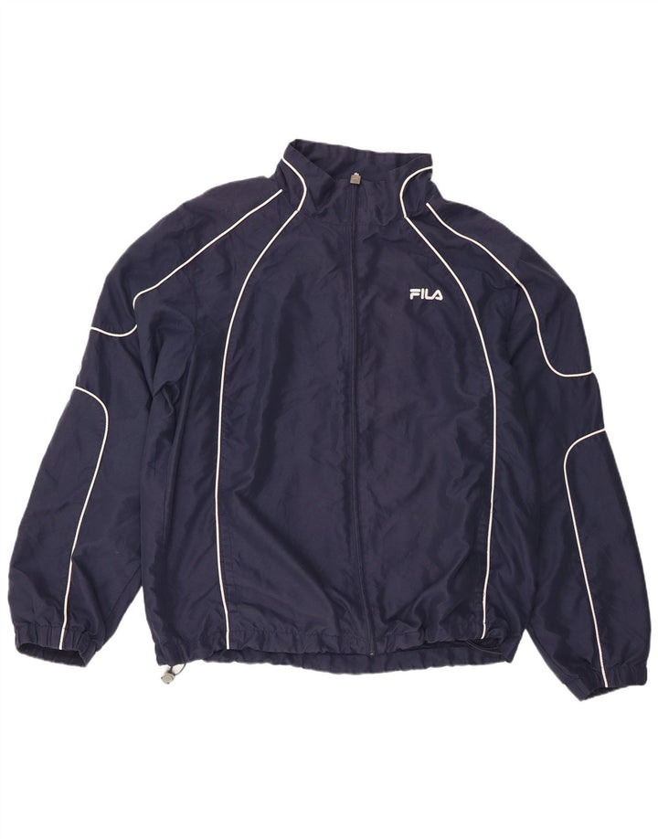Jaqueta de chuva masculina Fila Graphic UK 42 XL poliéster listrado azul marinho