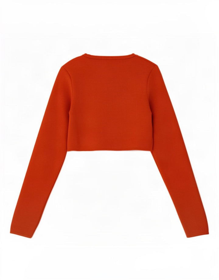 Bolero feminino de manga comprida Zara UK 8 poliéster laranja pequeno