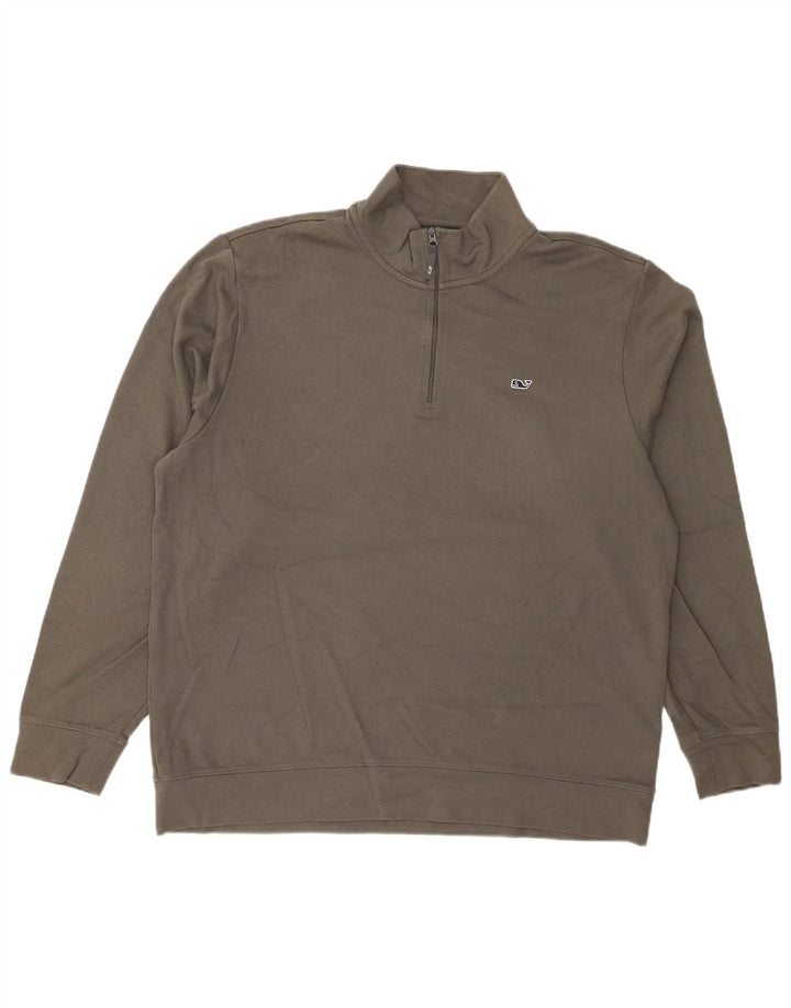 Suéter masculino VINEYARD VINES com zíper e gola grande cinza