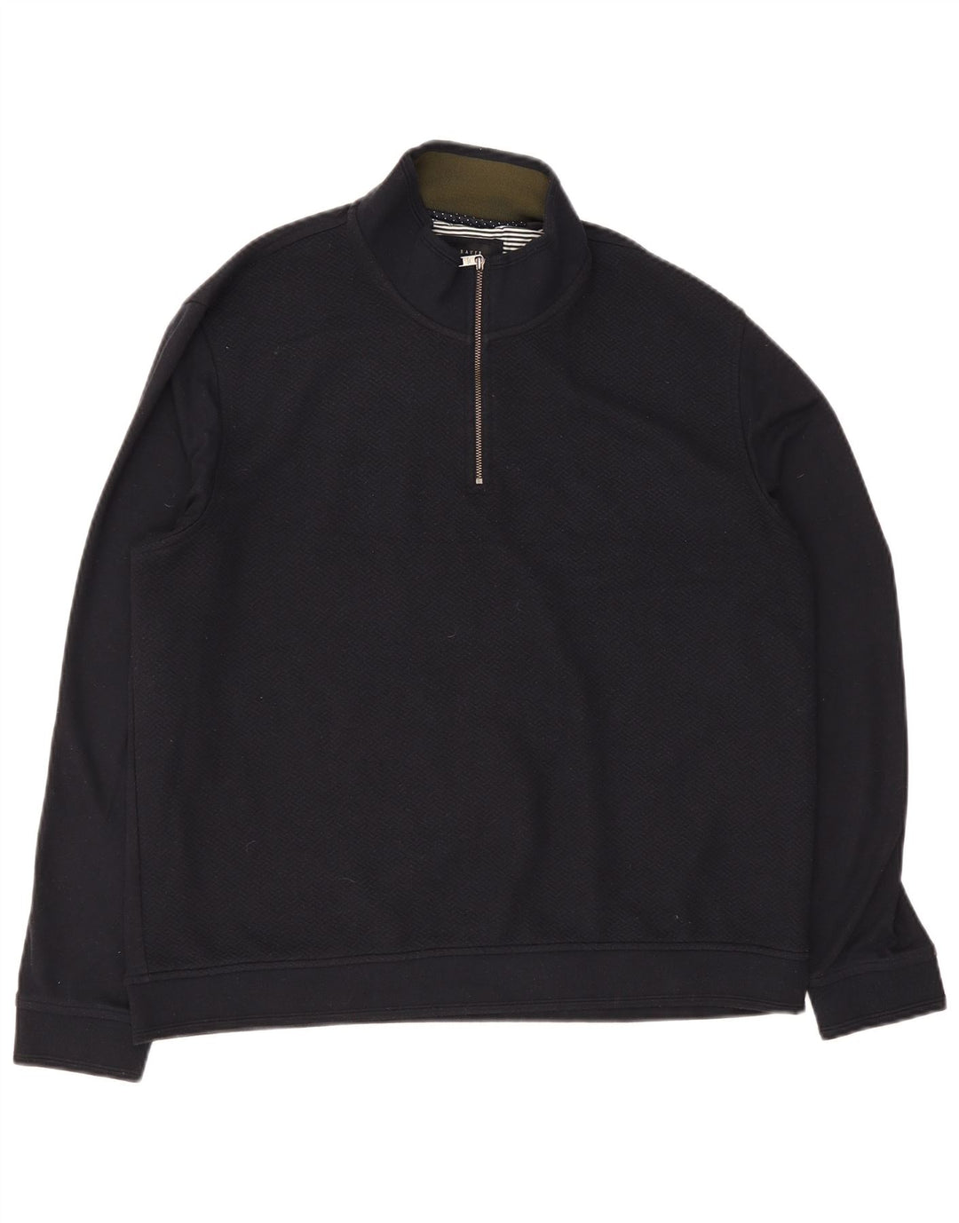 Suéter masculino Ted Baker com zíper e pescoço tamanho 6 2XL azul marinho