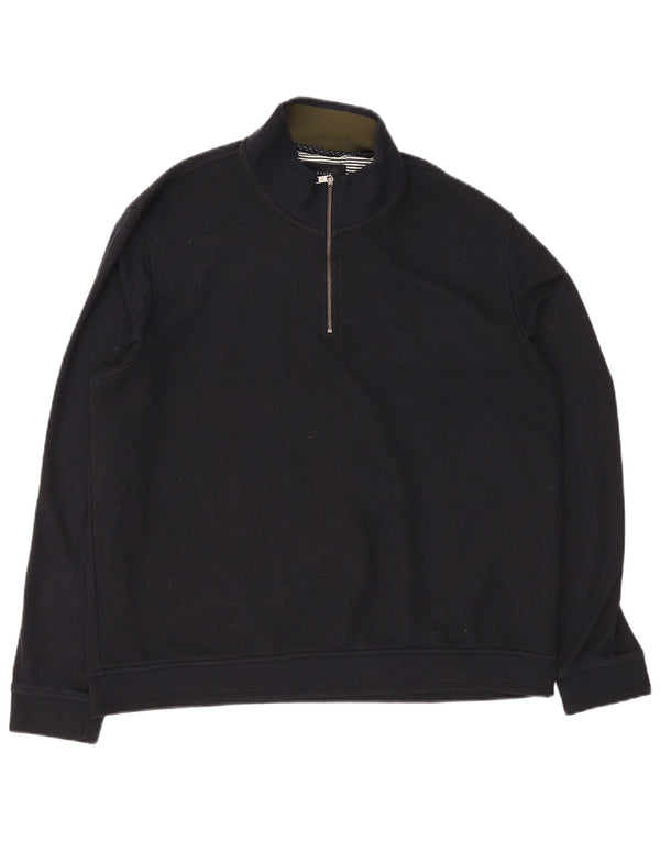 Suéter masculino Ted Baker com zíper e pescoço tamanho 6 2XL azul marinho