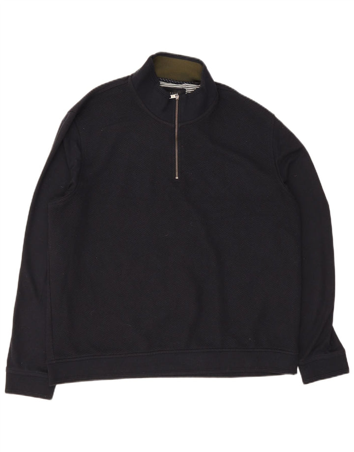 Suéter masculino Ted Baker com zíper e pescoço tamanho 6 2XL azul marinho