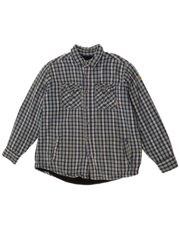 Camisa masculina de flanela Black Jack Lumberjack grande algodão xadrez azul