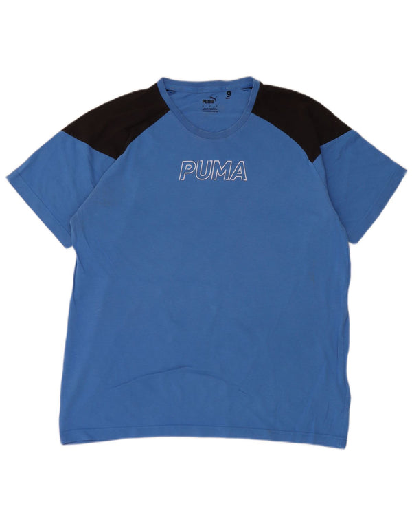 Camiseta masculina Puma Graphic Top médio azul colorblock algodão