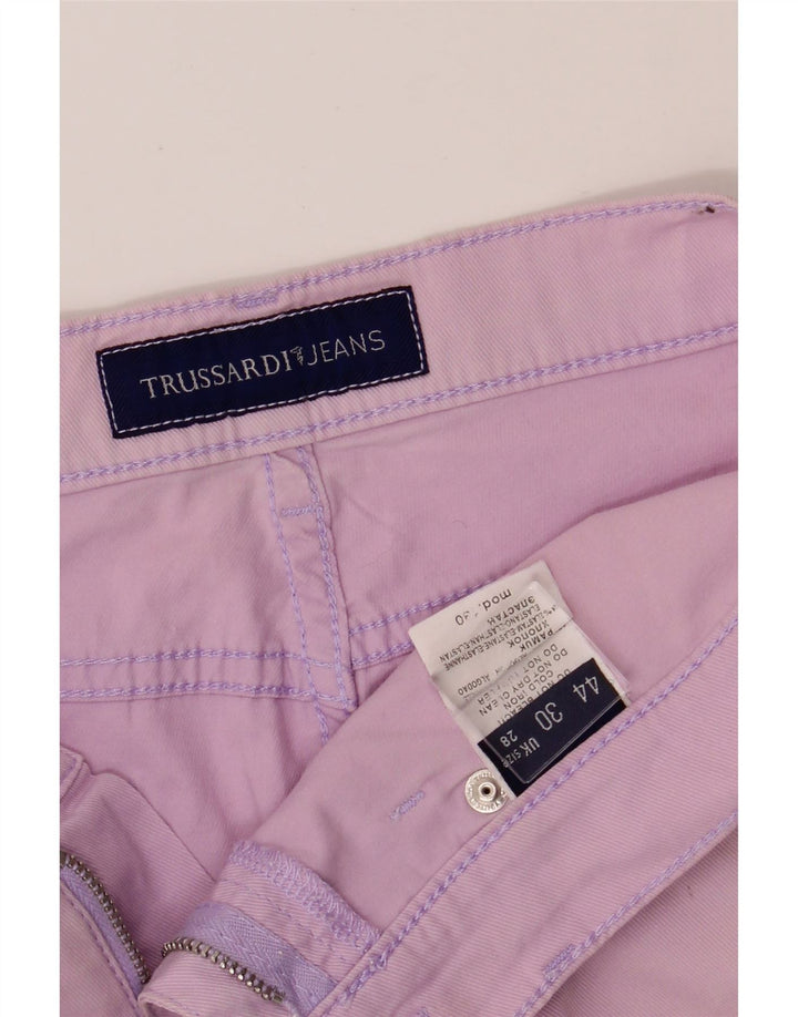 TRUSSARDI Womens Straight Casual Trousers W28 L31 Pink Cotton Vintage Trussardi and Second-Hand Trussardi from Messina Hembry 
