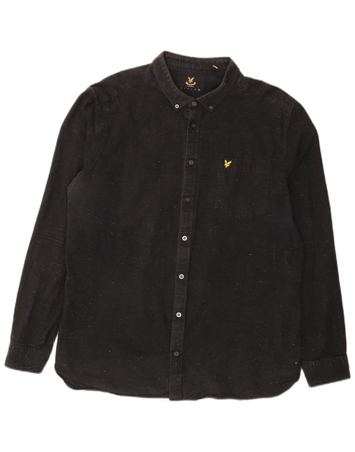 Camisa masculina Lyle & Scott 2XL algodão manchado preto