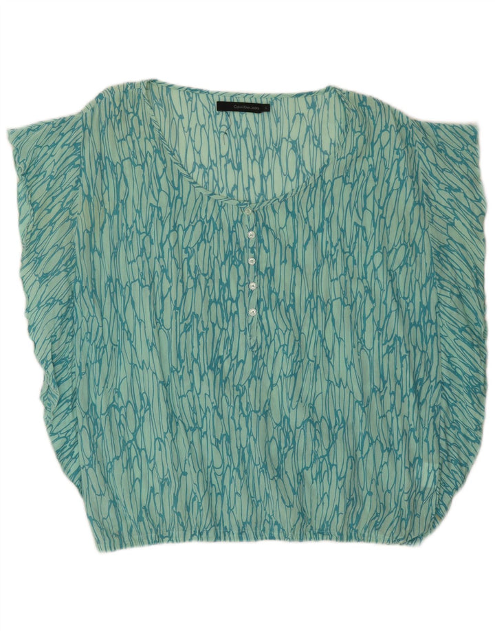 Blusa Feminina Calvin Klein Jeans com Padrão Abstrato Top Reino Unido 16 Grande Verde