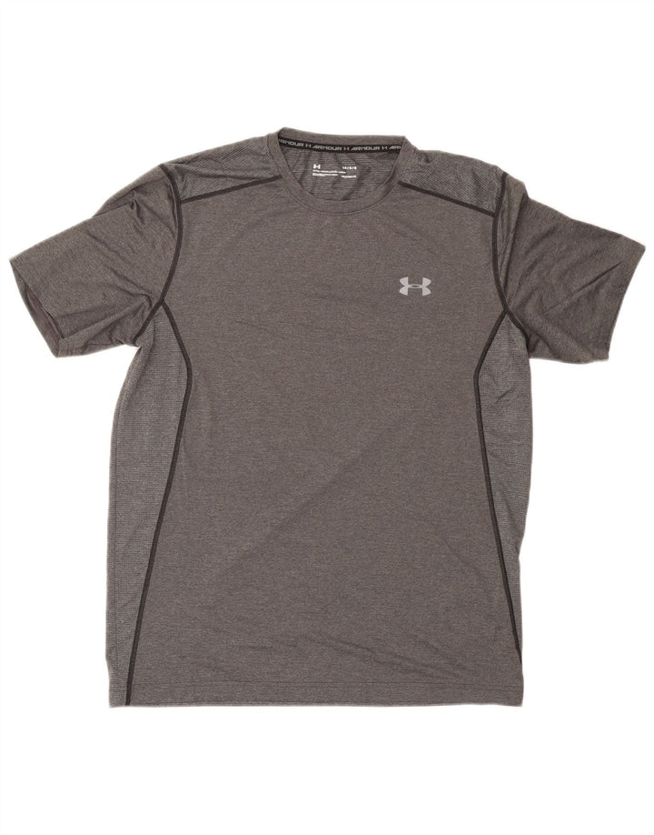 Camiseta masculina Under Armour Top grande cinza poliéster esportivo