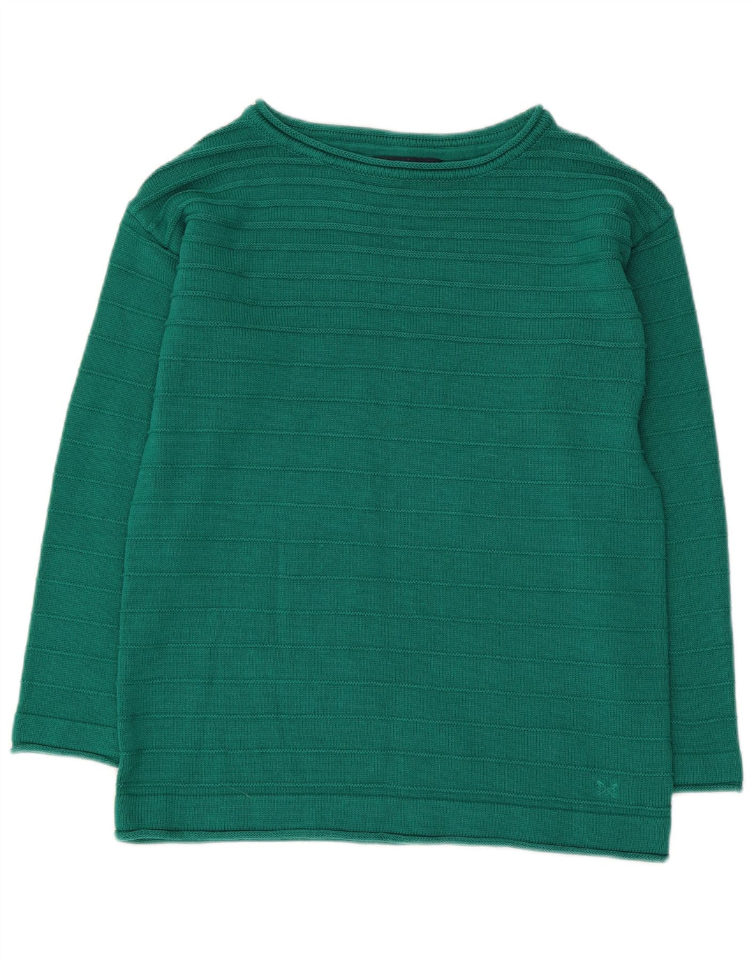 Suéter feminino com gola canoa CREW CLOTHING Reino Unido 12 algodão verde médio