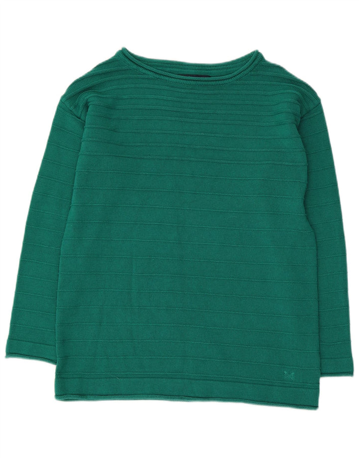 Suéter feminino com gola canoa CREW CLOTHING Reino Unido 12 algodão verde médio