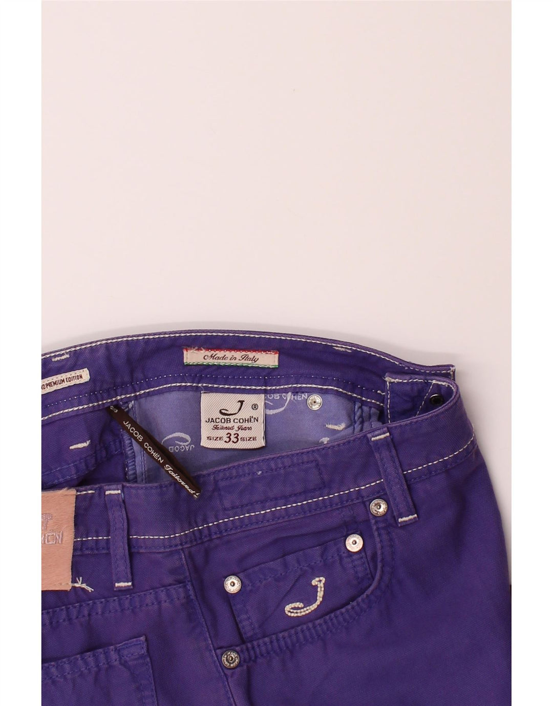 JACOB COHEN Womens Straight Casual Trousers W33 L29 Purple Cotton Vintage Jacob Cohen and Second-Hand Jacob Cohen from Messina Hembry 