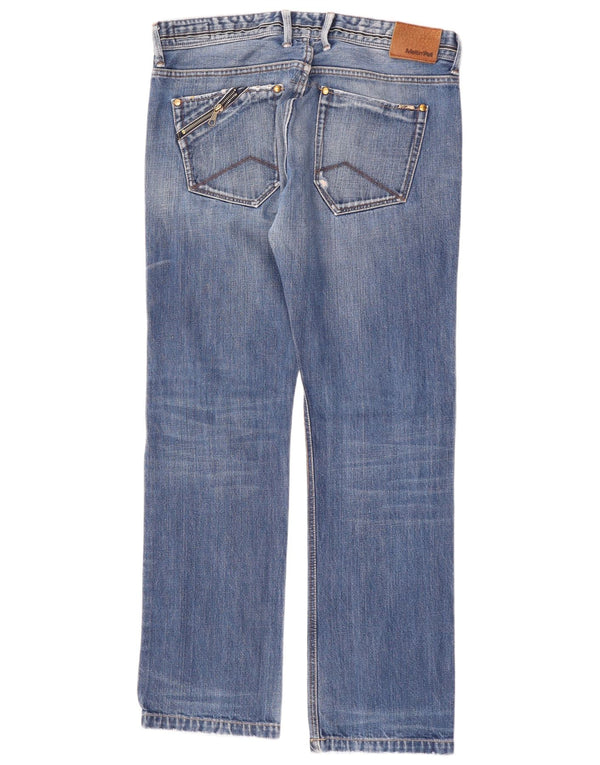 MELTIN' POT Calça jeans reta masculina desgastada W36 L34 algodão azul