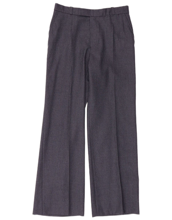 Calça casual masculina Pierre Cardin Bootcut W30 L32 azul marinho risca de giz